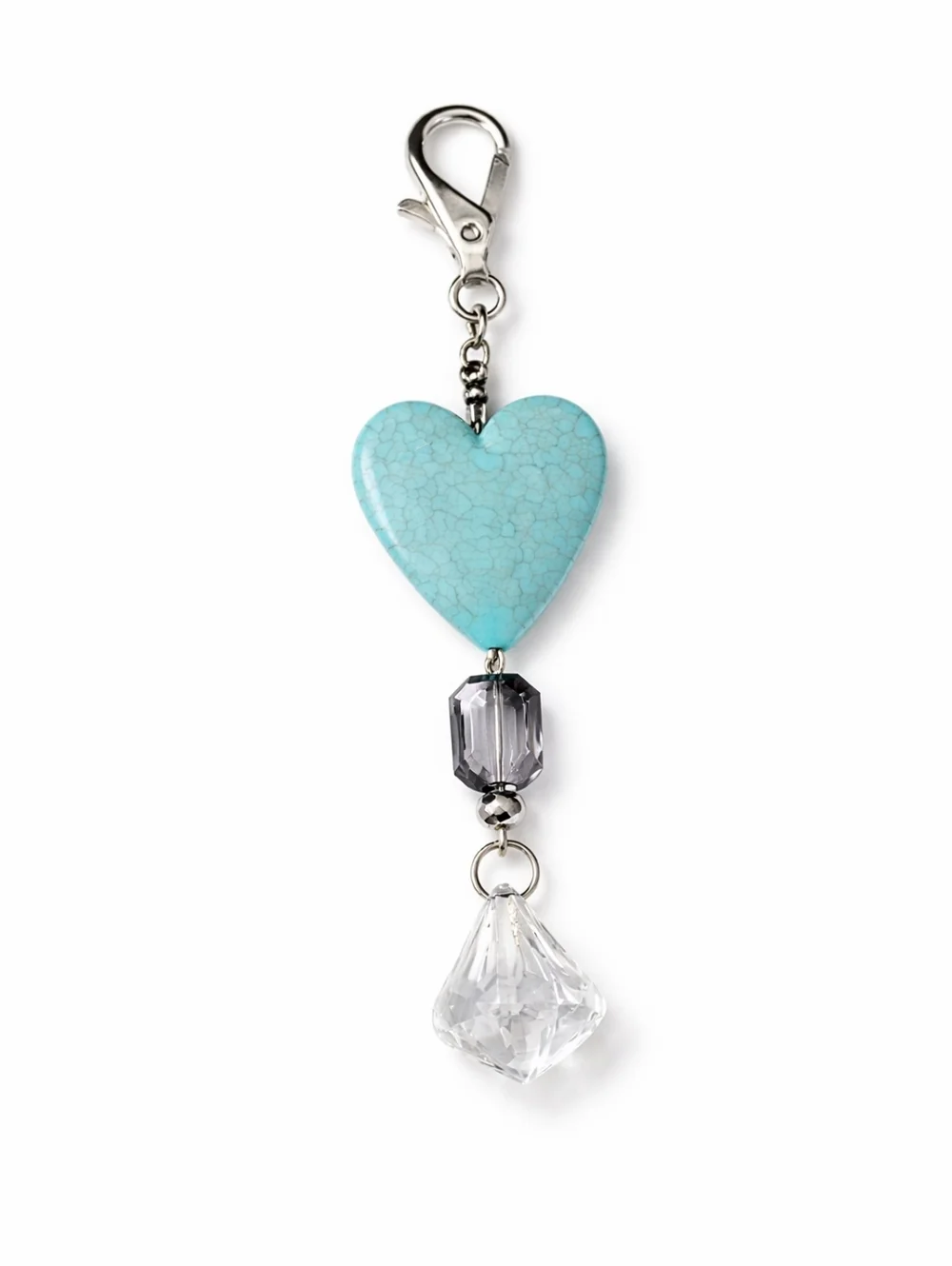 Handmade Turquoise Heart Crystal Keychain Aesthetic Cute Bag Charm Gift